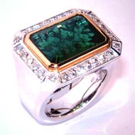 Smaragd Ring mit Brillanten in Weissgold Gelbgold 750