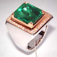 Smaragd Ring mit Brillanten Weiss/Gelbgold 750